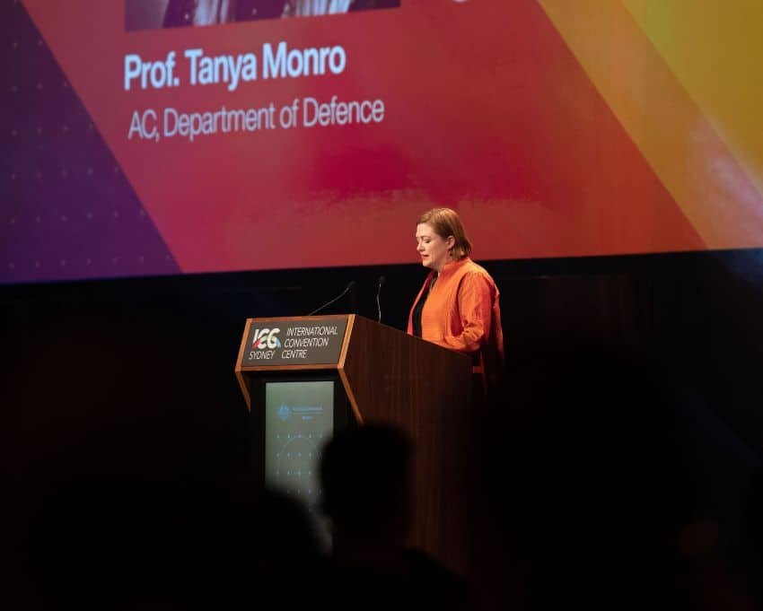 Tanya Monro spoke from the stage